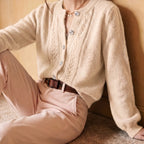 Marielle | Women’s Cable Knit Cardigan | Button Front Crew Neck-Pick NewYork