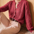 Marielle | Women’s Cable Knit Cardigan | Button Front Crew Neck-Pick NewYork