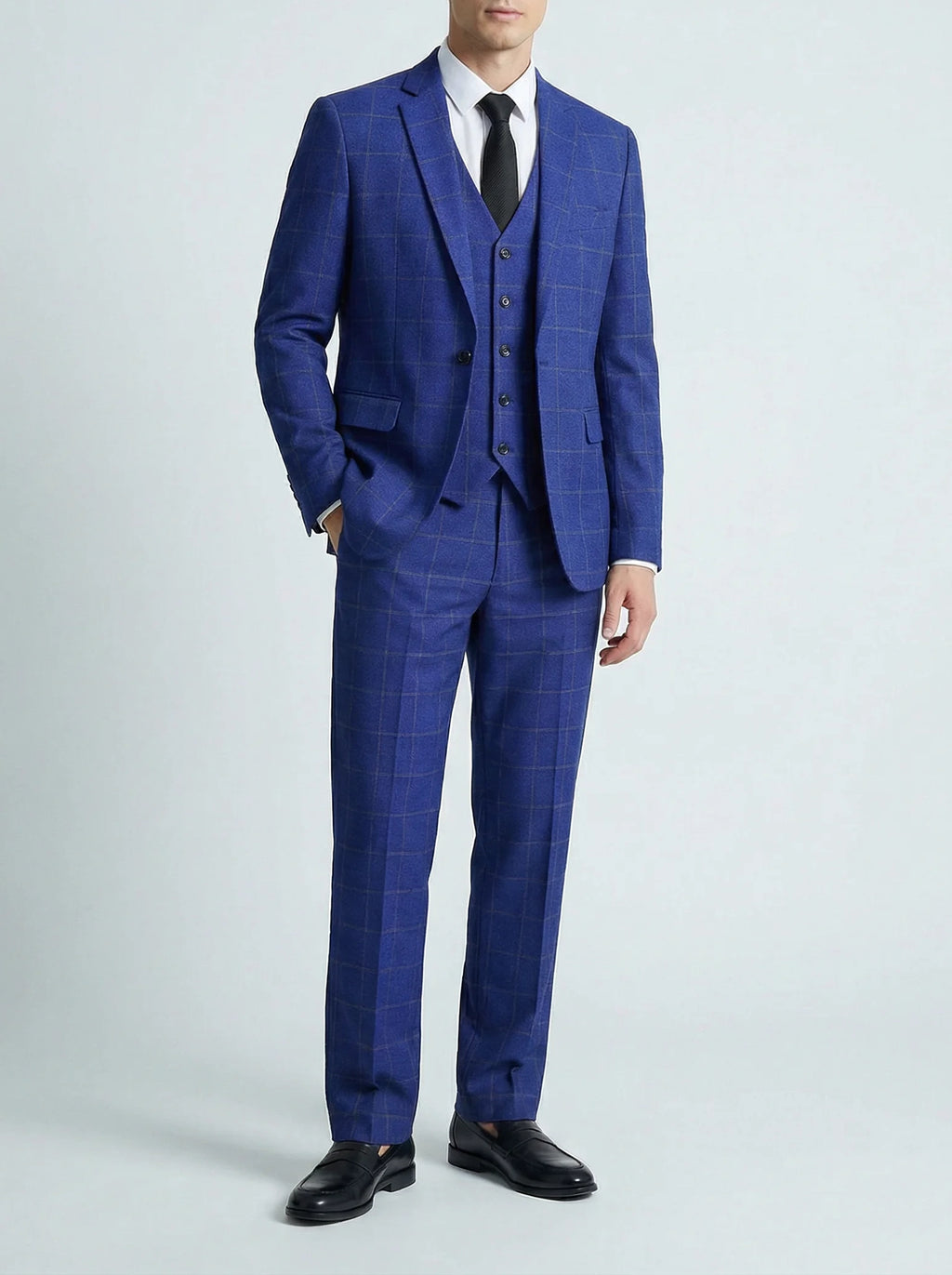 Nathan | Men's Windowpane Plaid Suit | Three Piece Formal-Men Suit-Pick NewYork