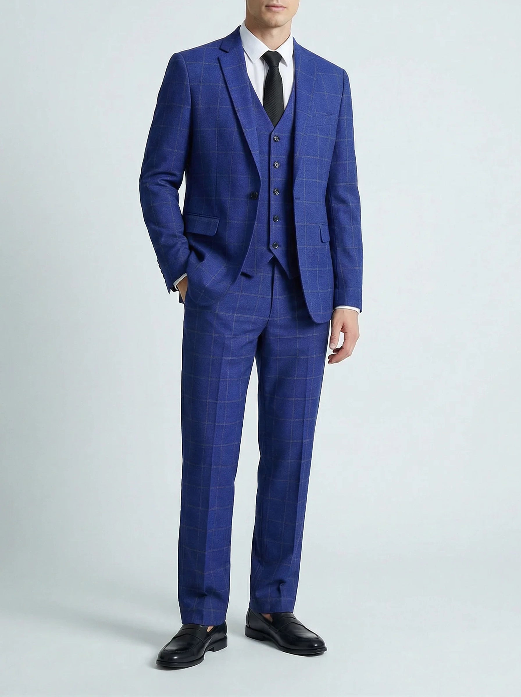Nathan | Men's Windowpane Plaid Suit | Three Piece Formal-Men Suit-Pick NewYork