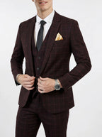 Carter | Men's Plaid Three Piece Suit | Business Occasion-Men Suit-Pick NewYork