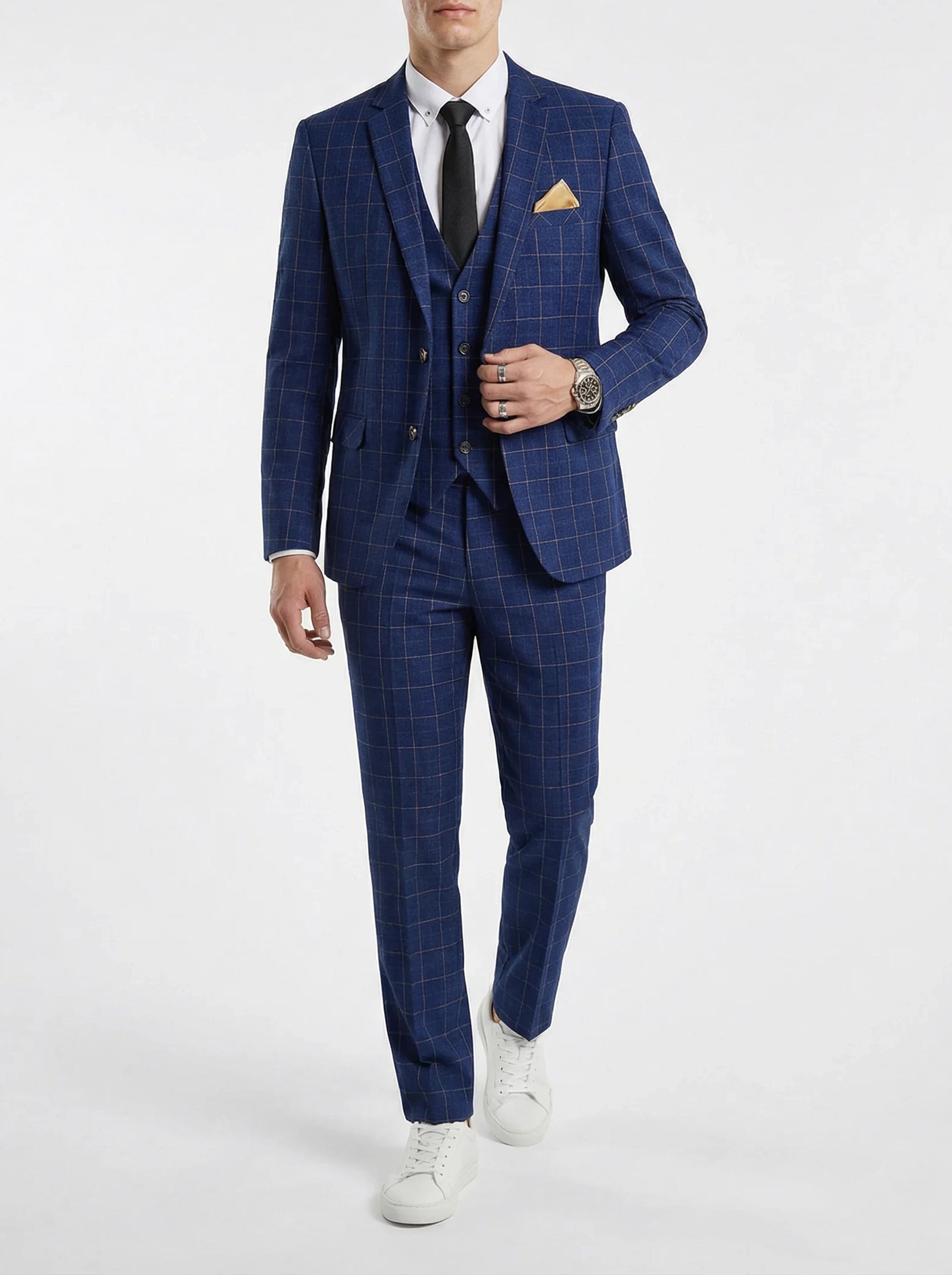 Carter | Men's Plaid Three Piece Suit | Business Occasion-Men Suit-Pick NewYork
