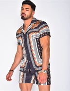Kai | Men's Hawaiian Two Piece Set | Shirt Shorts Summer-Men Set-Pick NewYork