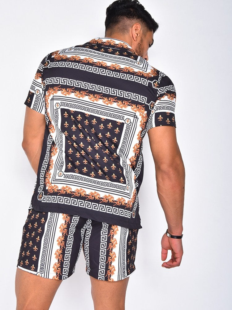 Kai | Men's Hawaiian Two Piece Set | Shirt Shorts Summer-Men Set-Pick NewYork
