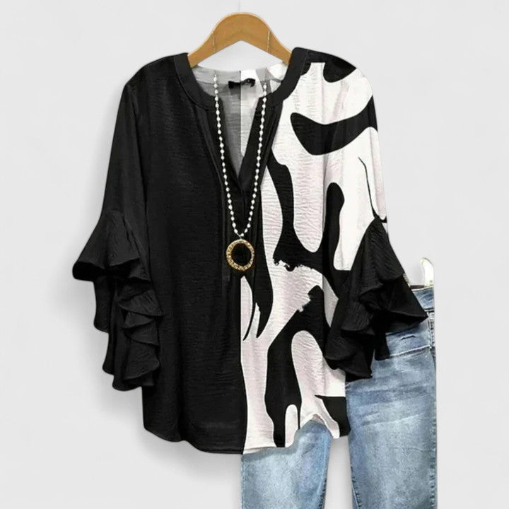 Sophie | Women's Floral Blouse | Ruffle Sleeve-Women Blouse-Pick NewYork