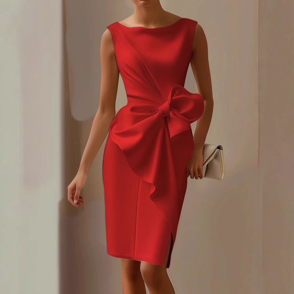 Eleanor | Women's Bow Dress | Midi Occasion-Women Dress-Pick NewYork