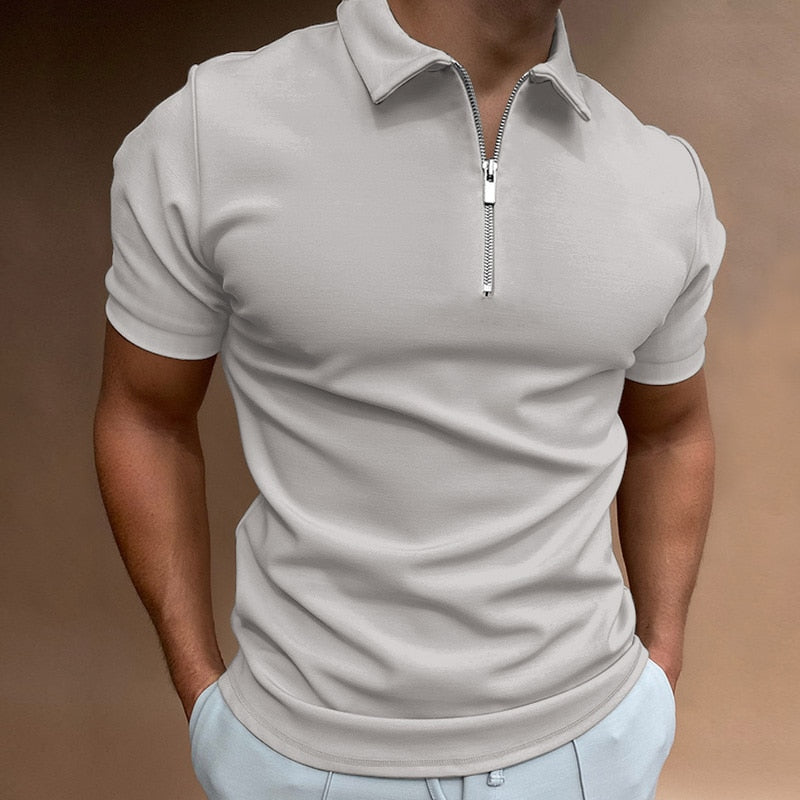 Adrian | Men's Zip Collar Polo Shirt | Short Sleeve-Men Shirt-Pick NewYork