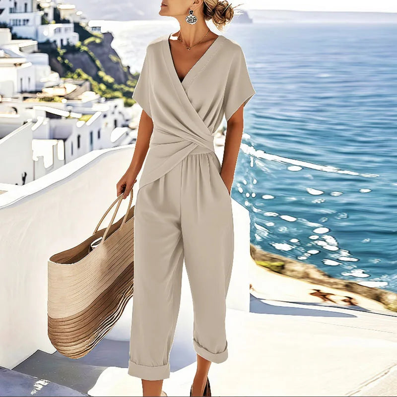 Mia | Women's Wide Leg Jumpsuit | V Neck-Women Jumpsuit-Pick NewYork