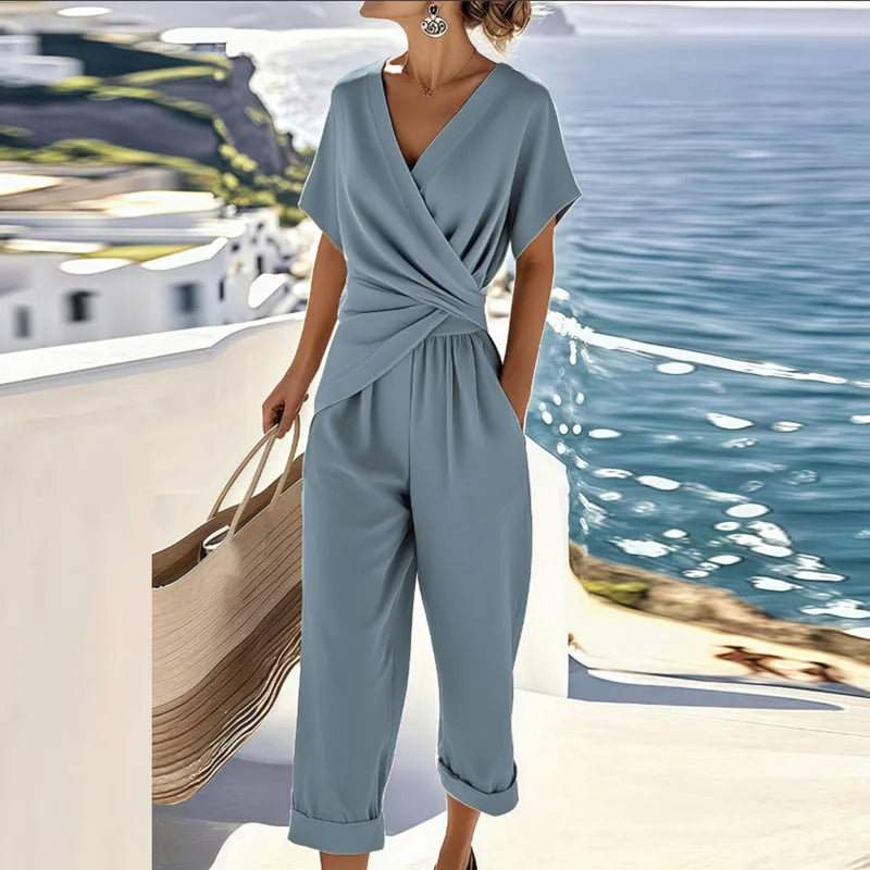 Mia | Women's Wide Leg Jumpsuit | V Neck-Women Jumpsuit-Pick NewYork