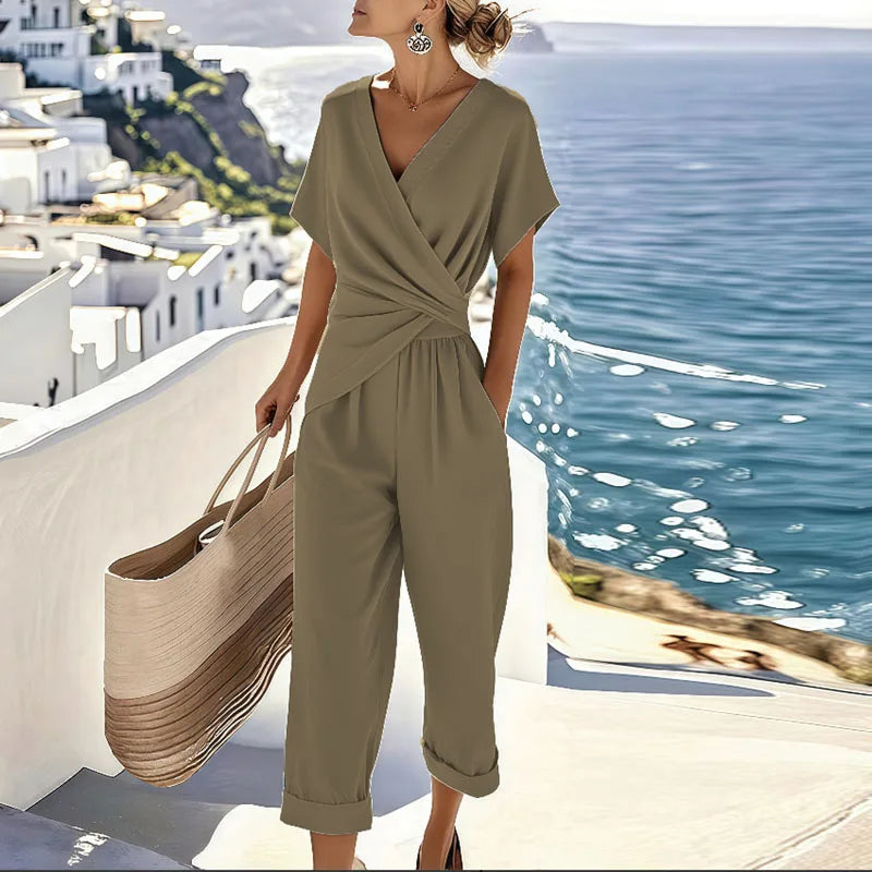Mia | Women's Wide Leg Jumpsuit | V Neck-Women Jumpsuit-Pick NewYork