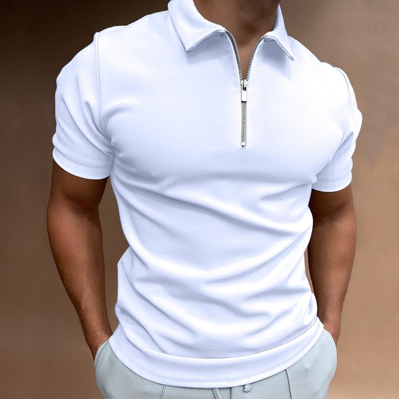 Adrian | Men's Zip Collar Polo Shirt | Short Sleeve-Men Shirt-Pick NewYork