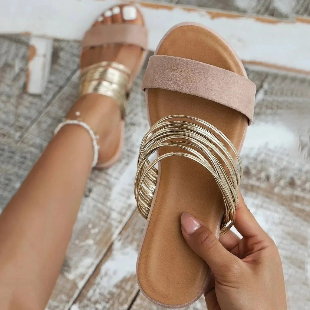 Elizabeth | Women's Double Strap Sandals | Slip On Flat Sole-Women Sandals-Pick NewYork