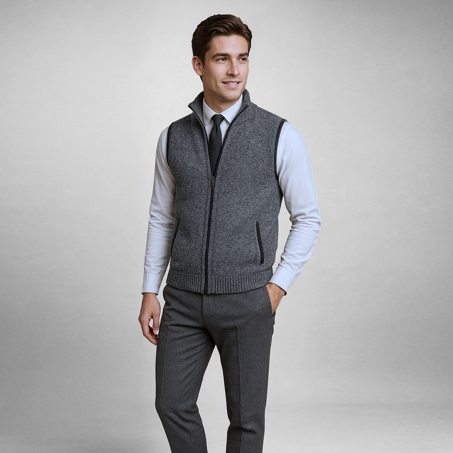 Hudson | Men's Zip Up Sweater Vest | Stand Collar Knitwear-Men Vest-Pick NewYork