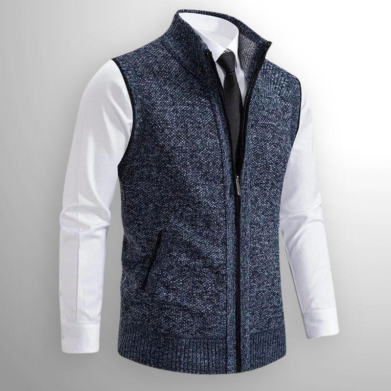 Hudson | Men's Zip Up Sweater Vest | Stand Collar Knitwear-Men Vest-Pick NewYork
