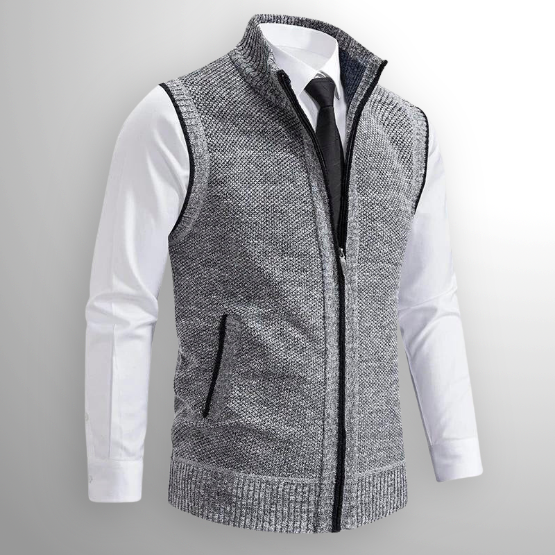 Hudson | Men's Zip Up Sweater Vest | Stand Collar Knitwear-Men Vest-Pick NewYork