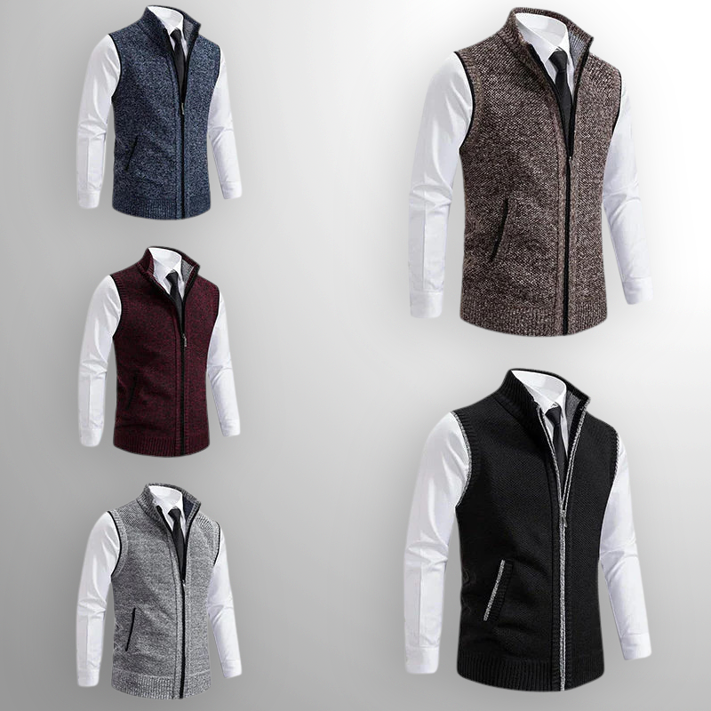 Hudson | Men's Zip Up Sweater Vest | Stand Collar Knitwear-Men Vest-Pick NewYork