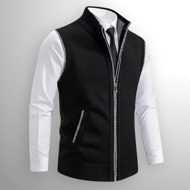 Hudson | Men's Zip Up Sweater Vest | Stand Collar Knitwear-Men Vest-Pick NewYork
