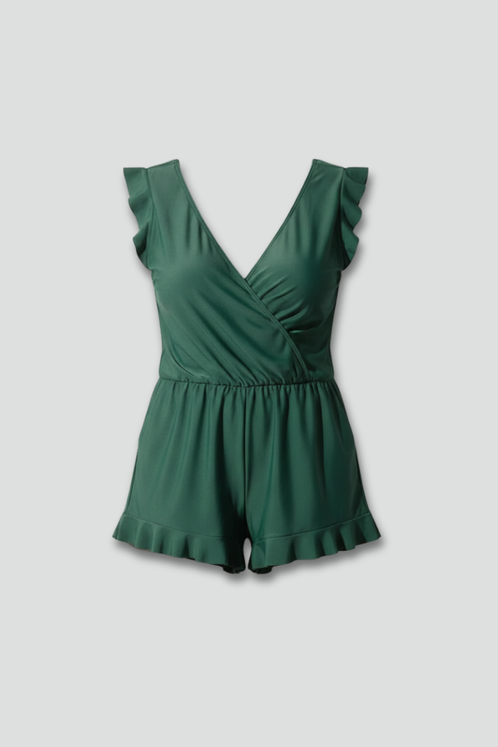 Jasmine | Women's Floral Swim Romper | Elastic Waist Pockets-Women Swimsuit-Pick NewYork