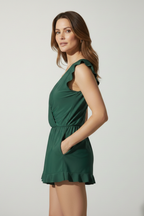 Jasmine | Women's Floral Swim Romper | Elastic Waist Pockets-Women Swimsuit-Pick NewYork