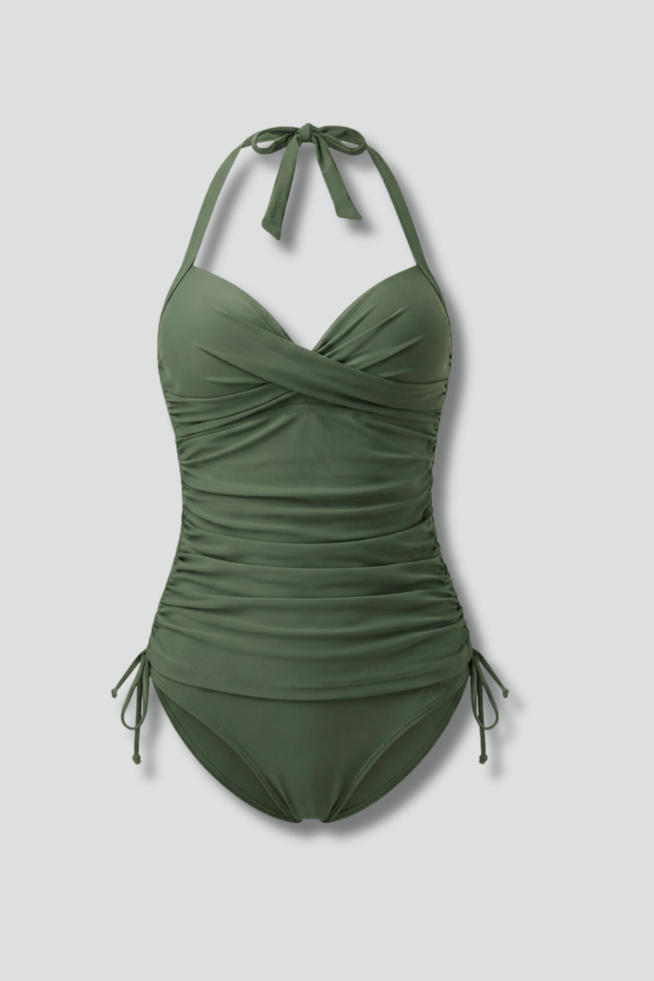 Laura | Women's V Neck Tankini | Ruched Side Swimwear-Women Swimsuit-Pick NewYork