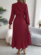 Madison | Women's Pleated Midi Dress | Long Sleeve-Women Dress-Pick NewYork