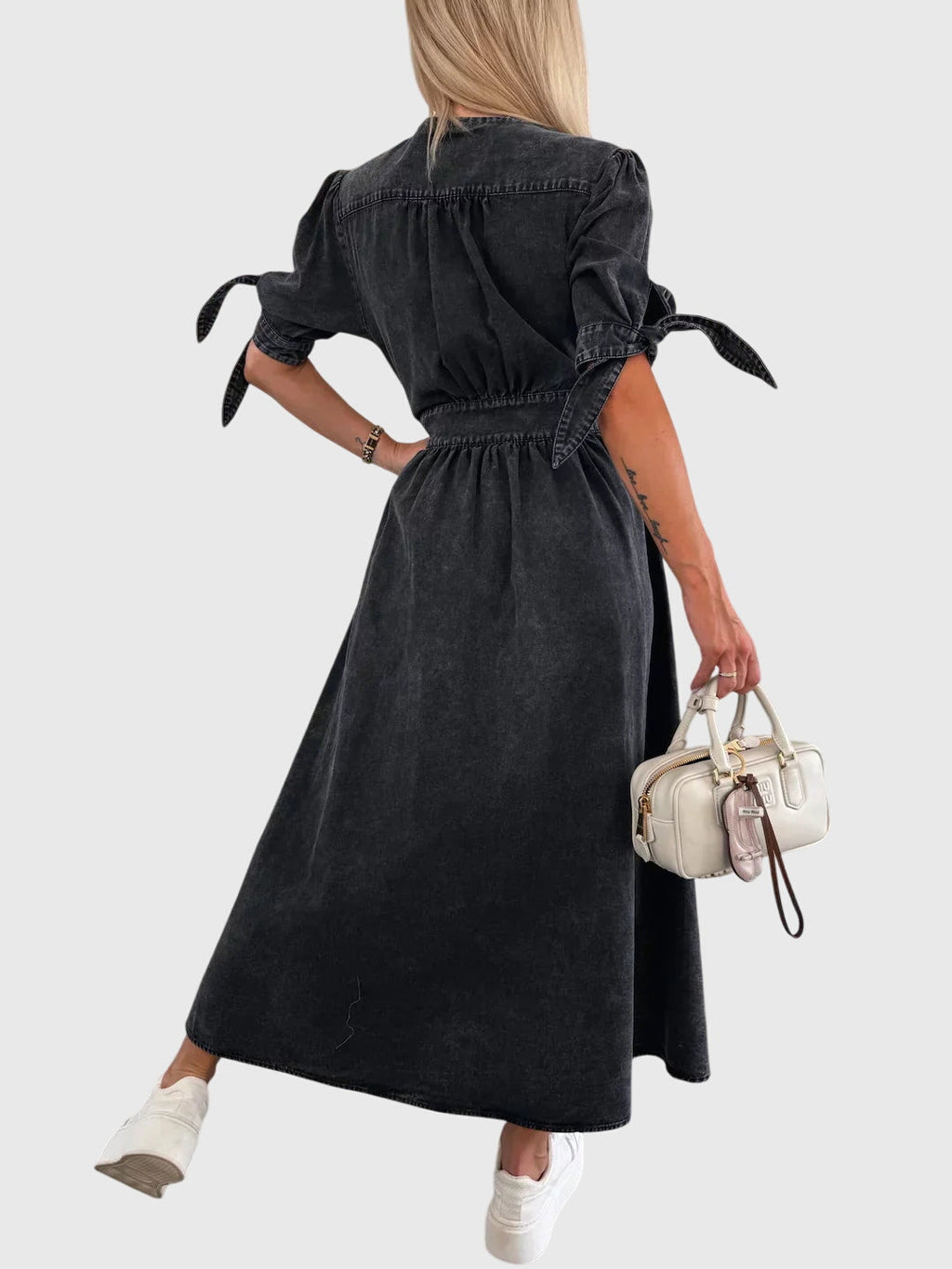 Adeline | Women’s Button Front Maxi Dress | V Neck Short Sleeve-Women Dress-Pick NewYork