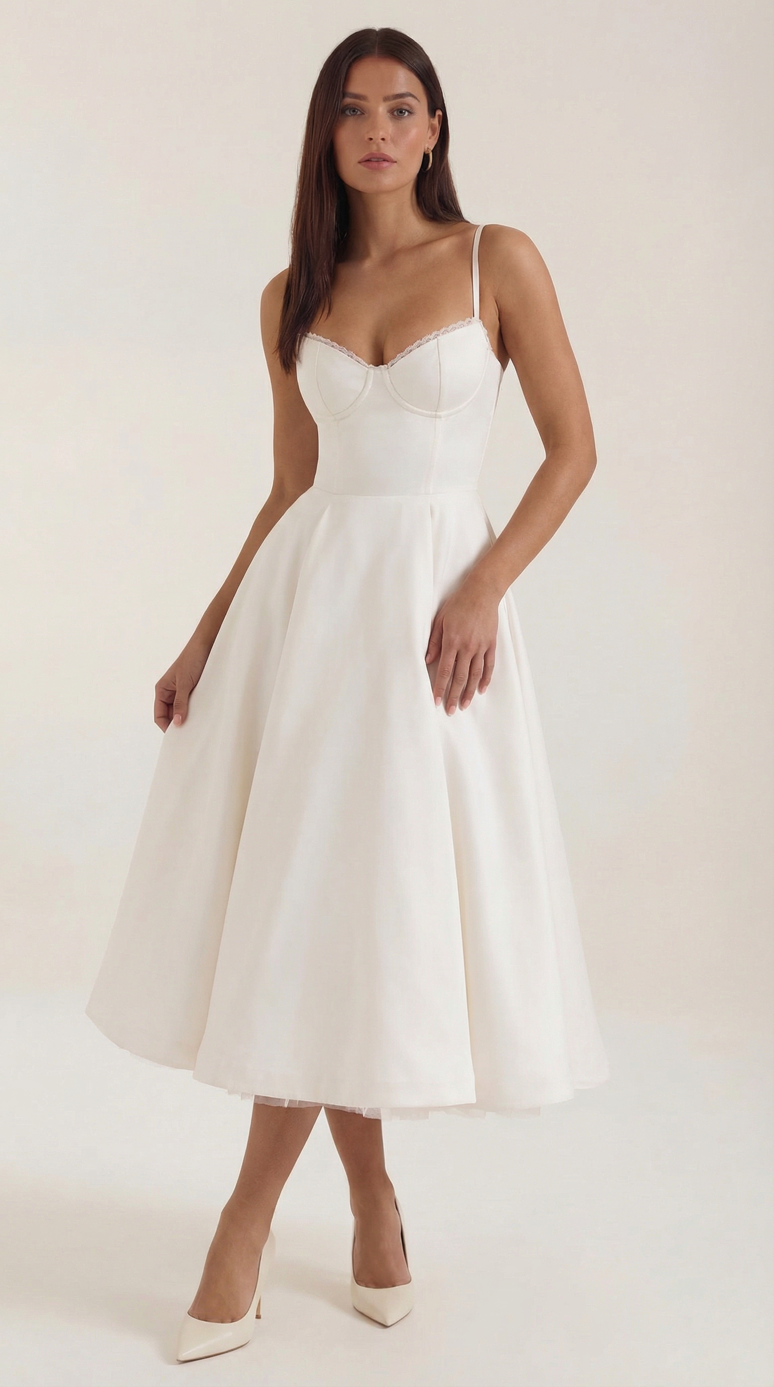 Annalise | Women's Fit And Flare Midi Dress | Spaghetti Strap Bridal Shower Dress-Women Dress-Pick NewYork