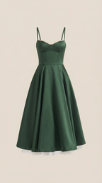 Annalise | Women's Fit And Flare Midi Dress | Spaghetti Strap Bridal Shower Dress-Women Dress-Pick NewYork