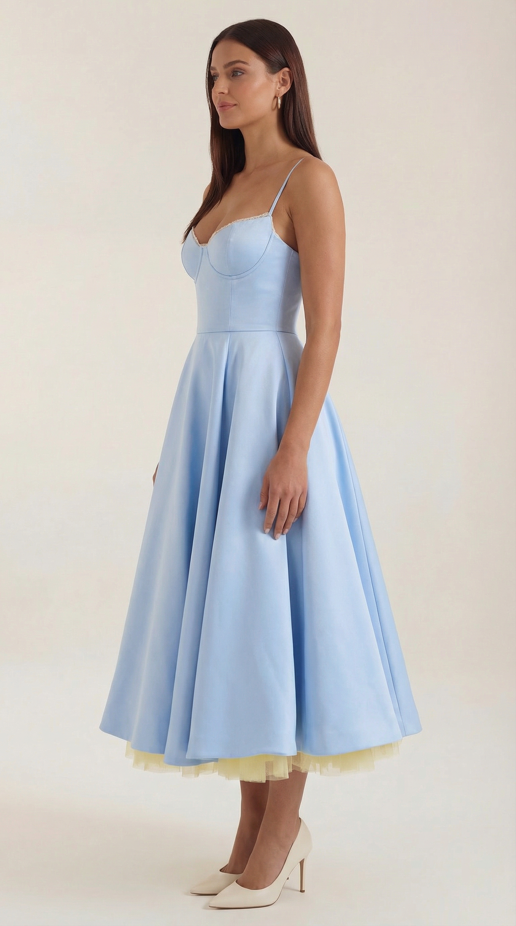 Annalise | Women's Fit And Flare Midi Dress | Spaghetti Strap Bridal Shower Dress-Women Dress-Pick NewYork