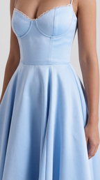 Annalise | Women's Fit And Flare Midi Dress | Spaghetti Strap Bridal Shower Dress-Women Dress-Pick NewYork