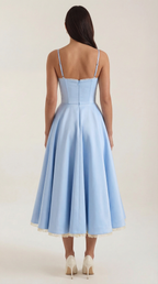 Annalise | Women's Fit And Flare Midi Dress | Spaghetti Strap Bridal Shower Dress-Women Dress-Pick NewYork