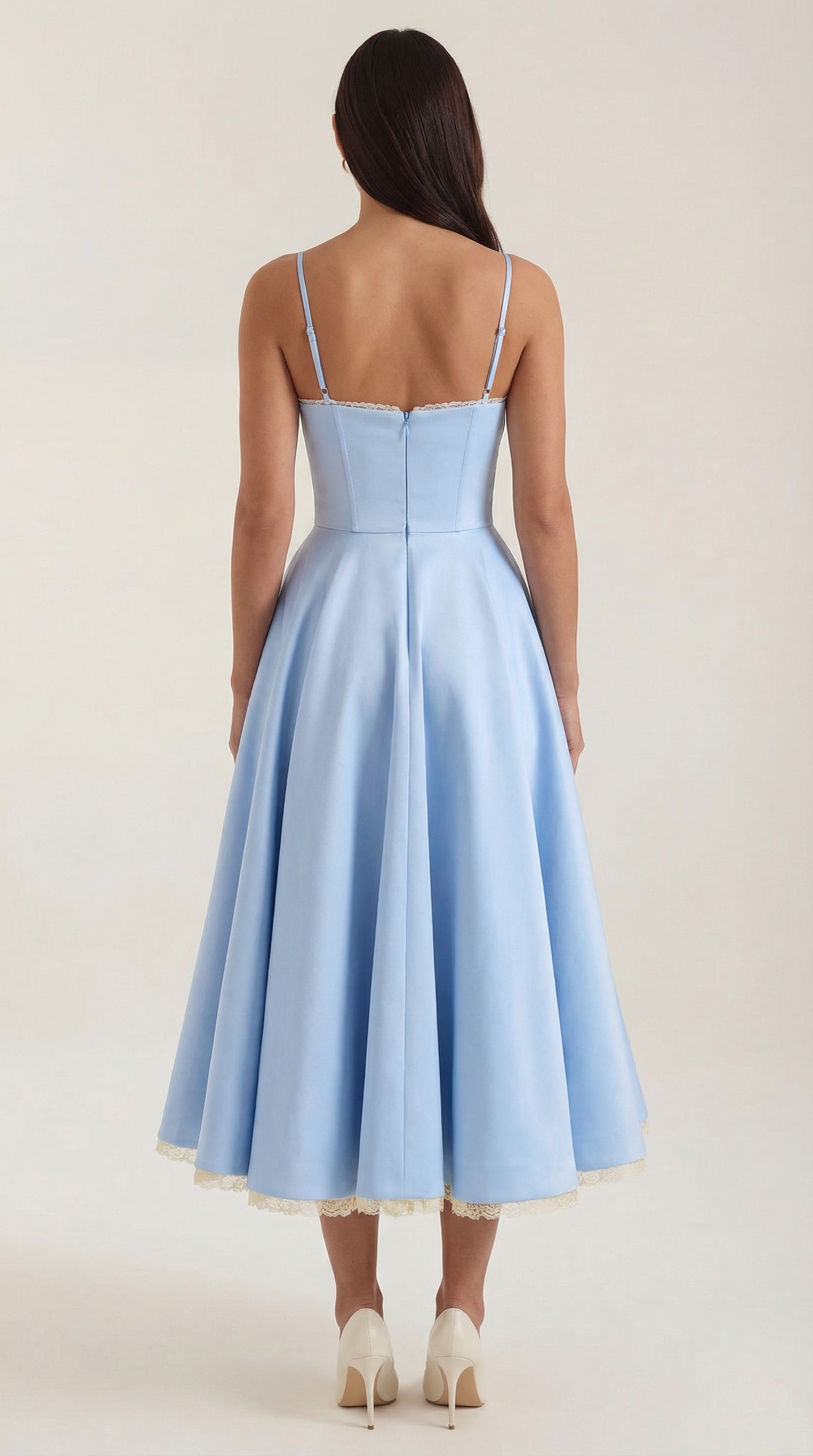Annalise | Women's Fit And Flare Midi Dress | Spaghetti Strap Bridal Shower Dress-Women Dress-Pick NewYork