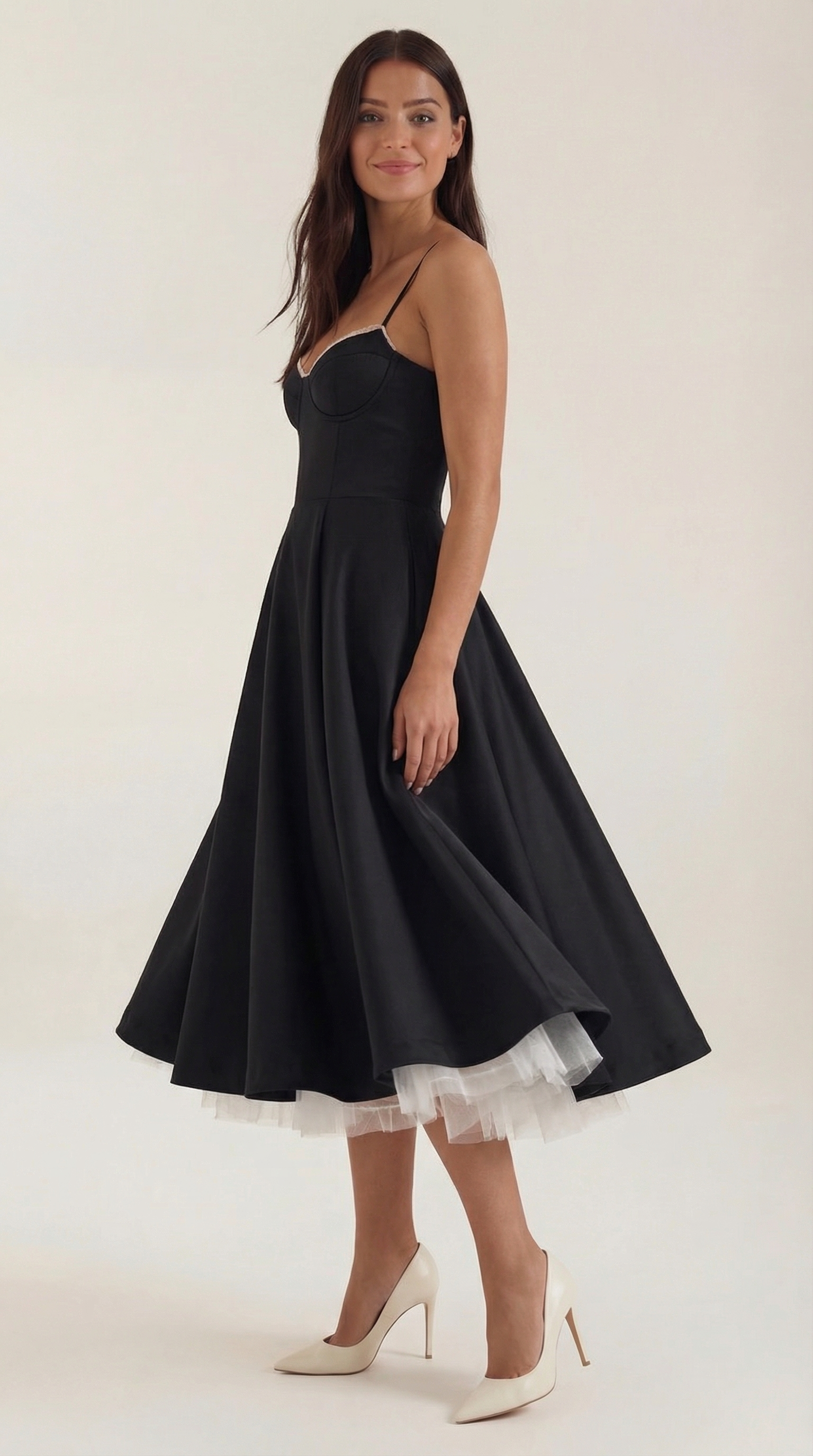 Annalise | Women's Fit And Flare Midi Dress | Spaghetti Strap Bridal Shower Dress-Women Dress-Pick NewYork