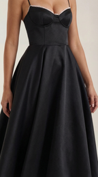 Annalise | Women's Fit And Flare Midi Dress | Spaghetti Strap Bridal Shower Dress-Women Dress-Pick NewYork