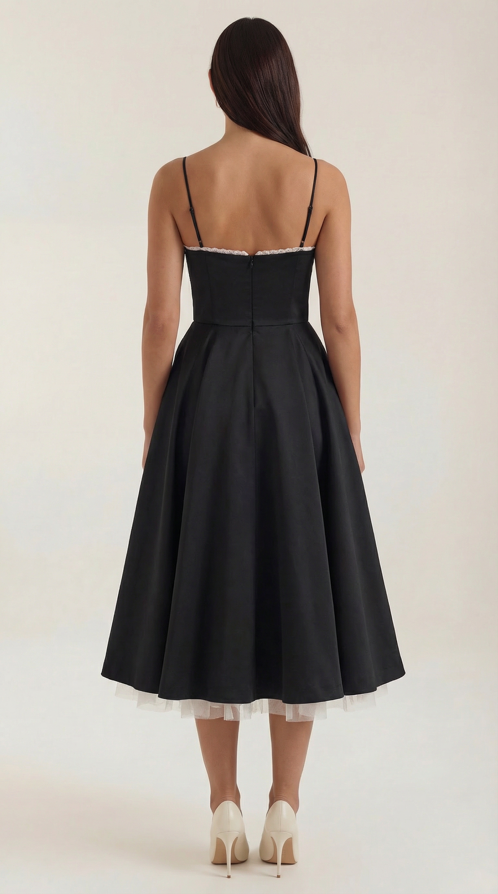 Annalise | Women's Fit And Flare Midi Dress | Spaghetti Strap Bridal Shower Dress-Women Dress-Pick NewYork