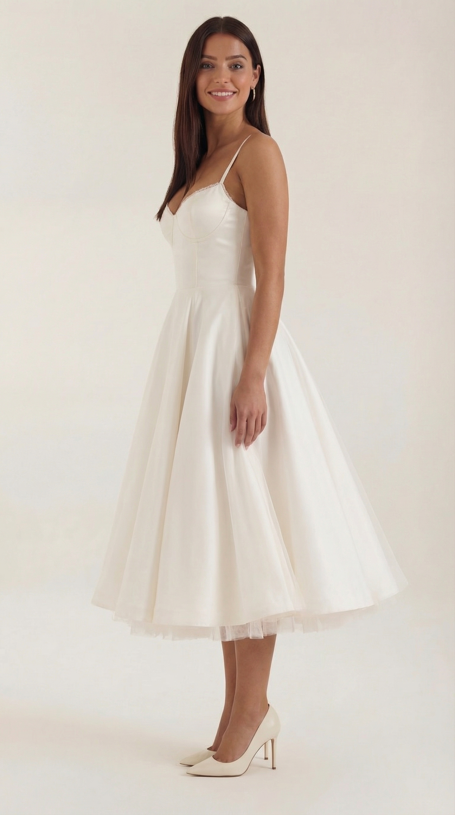 Annalise | Women's Fit And Flare Midi Dress | Spaghetti Strap Bridal Shower Dress-Women Dress-Pick NewYork