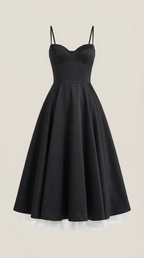 Annalise | Women's Fit And Flare Midi Dress | Spaghetti Strap Bridal Shower Dress-Women Dress-Pick NewYork