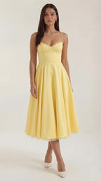 Annalise | Women's Fit And Flare Midi Dress | Spaghetti Strap Bridal Shower Dress-Women Dress-Pick NewYork