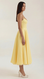 Annalise | Women's Fit And Flare Midi Dress | Spaghetti Strap Bridal Shower Dress-Women Dress-Pick NewYork