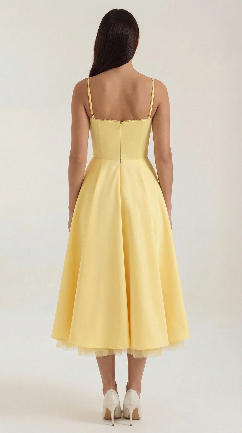 Annalise | Women's Fit And Flare Midi Dress | Spaghetti Strap Bridal Shower Dress-Women Dress-Pick NewYork