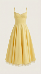 Annalise | Women's Fit And Flare Midi Dress | Spaghetti Strap Bridal Shower Dress-Women Dress-Pick NewYork