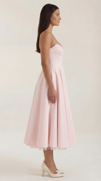 Annalise | Women's Fit And Flare Midi Dress | Spaghetti Strap Bridal Shower Dress-Women Dress-Pick NewYork