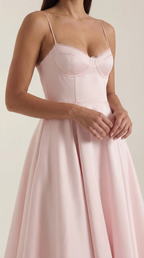 Annalise | Women's Fit And Flare Midi Dress | Spaghetti Strap Bridal Shower Dress-Women Dress-Pick NewYork