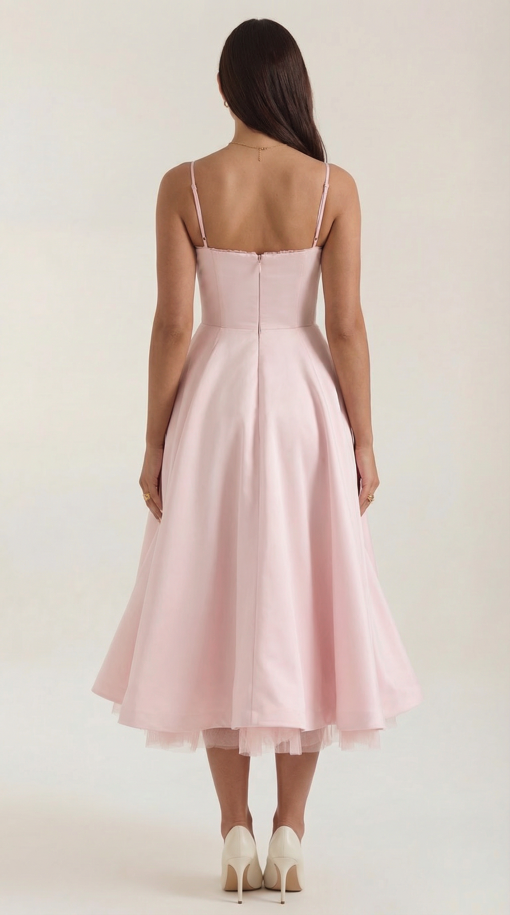Annalise | Women's Fit And Flare Midi Dress | Spaghetti Strap Bridal Shower Dress-Women Dress-Pick NewYork