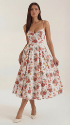 Annalise | Women's Fit And Flare Midi Dress | Spaghetti Strap Bridal Shower Dress-Women Dress-Pick NewYork