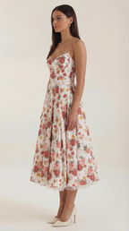 Annalise | Women's Fit And Flare Midi Dress | Spaghetti Strap Bridal Shower Dress-Women Dress-Pick NewYork