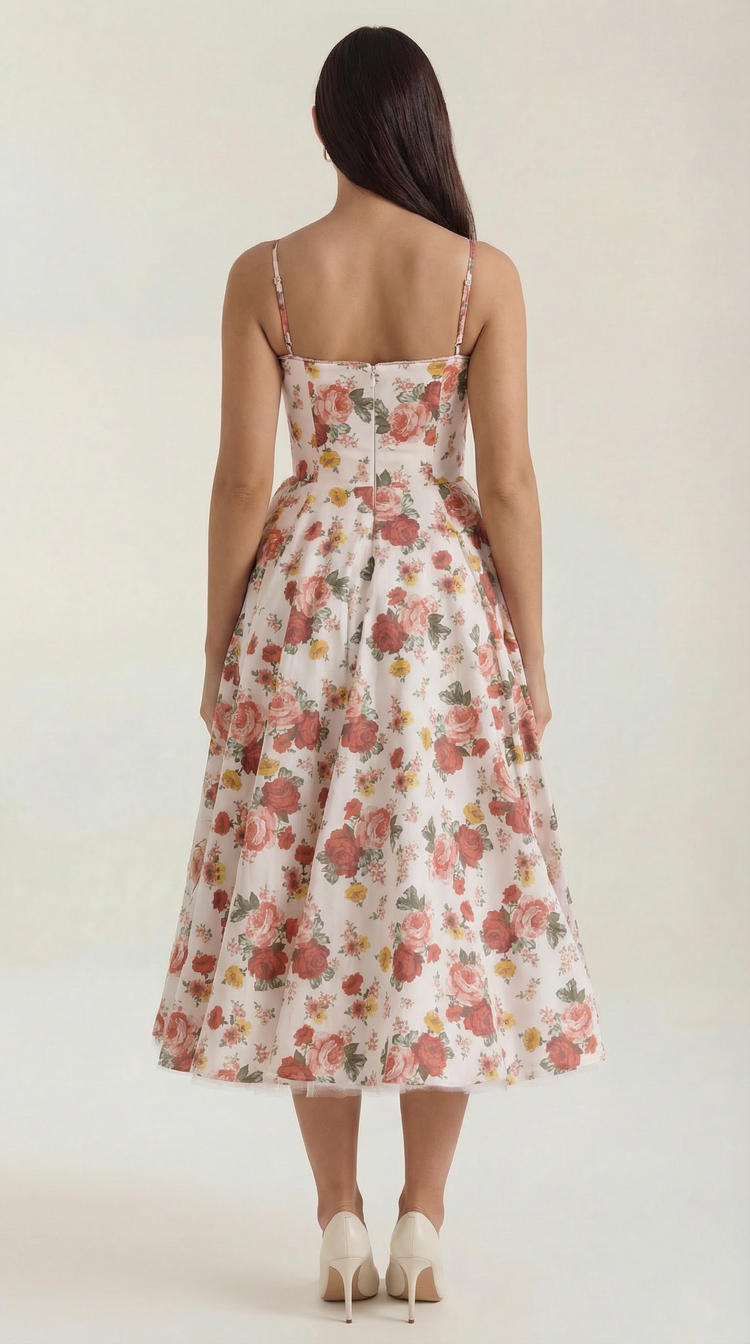 Annalise | Women's Fit And Flare Midi Dress | Spaghetti Strap Bridal Shower Dress-Women Dress-Pick NewYork