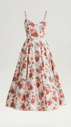 Annalise | Women's Fit And Flare Midi Dress | Spaghetti Strap Bridal Shower Dress-Women Dress-Pick NewYork