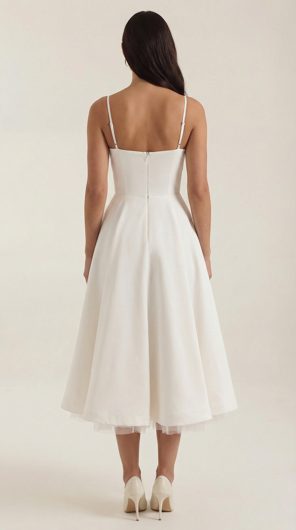 Annalise | Women's Fit And Flare Midi Dress | Spaghetti Strap Bridal Shower Dress-Women Dress-Pick NewYork