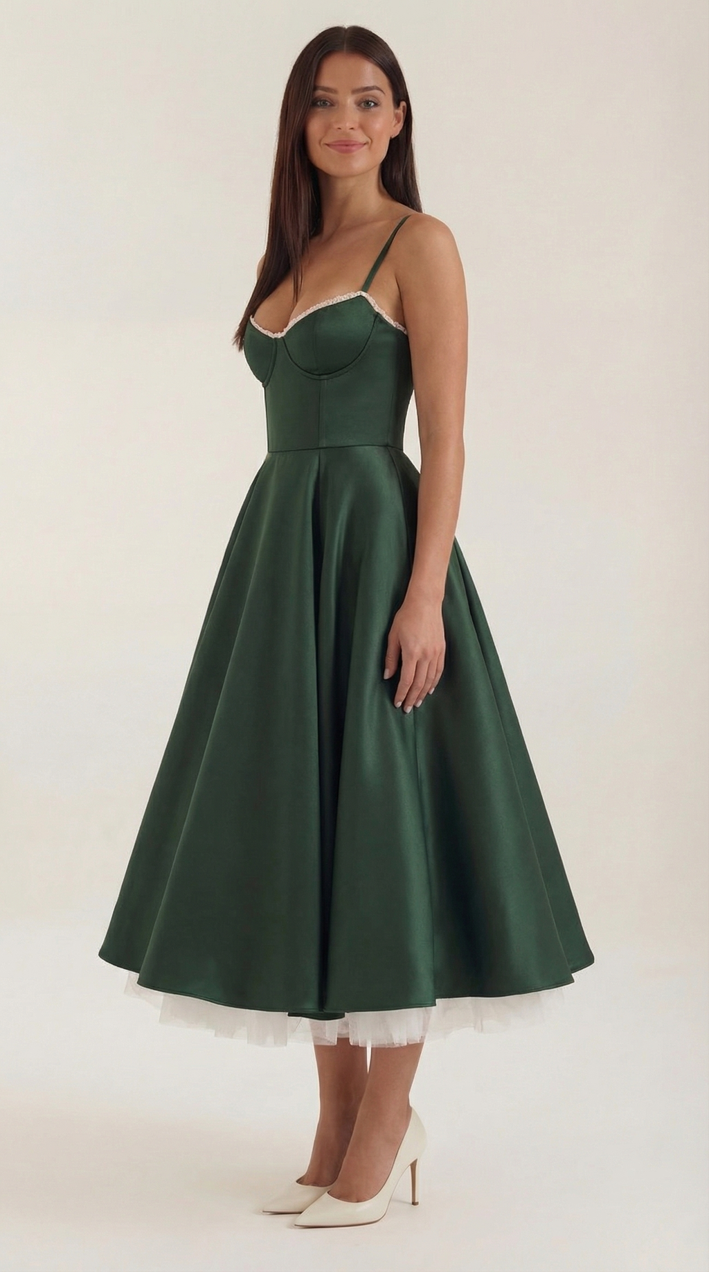 Annalise | Women's Fit And Flare Midi Dress | Spaghetti Strap Bridal Shower Dress-Women Dress-Pick NewYork